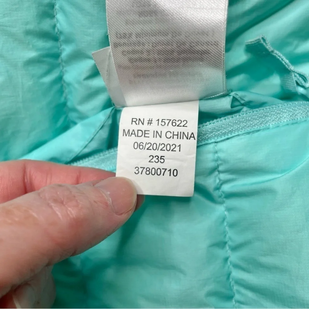 Eddie Bauer Girls Reversible Teal Blue Purple Down Puffer Jacket Extra Large 16